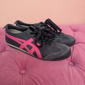 Navy & Hot Pink Onitsuko Tiger Leather Sneakers